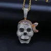 Hanger kettingen hiphop rock heren schedel ketting zilverkleur ijskoud bling kubieke zirconia persoonlijkheid voor mannen rapper sieraden geschenken