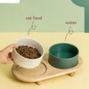 Feeding 400/850ml Cat Large Capacity Bowl Small Dogs Food Water Bowls with Wood Stand Pet Elevated Feeding Feeder Puppy Kitten Supplies