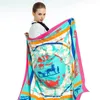 Sarongs Twill Silk Women Scarf 130130cm Euro Plaid Gezi koets Gedrukte print vierkante sjaals Hoogwaardige cadeau Fashion grote sjaal 230508