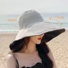 Wide Brim Hats 2023 Spring Summer Large Fabric Sun Hat Fishmen Solid Protect Caps Bothside Traval Beach