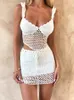 Abito a due pezzi Set da 2 pezzi Donna Y2K Gonna lavorata a maglia Abiti Scava fuori senza maniche Corsetto Crop Top Minigonna Summer Beach Sexy Clubwear 230509