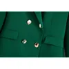女性のスーツブレザーコンダラファッションビンテージスタイリッシュな緑の特大の長い女性ブレザーオフィスレディ秋のジャケット女性バシネス230509