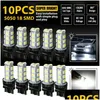 Car Headlights 10 Pcs 3157 3156 18Smd Reverse Brake/Stop/Turn Tail Back Up Led Light Bb White Drop Delivery Mobiles Motorcycles Ligh Dhbri