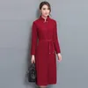 Women's Wool & Blends Women Woolen Fabric Coat 2023 Long Cashmere Coats And Jackets Winter Plus Size Large Xxl Xxxl 4xl Elegant Red Black Cl