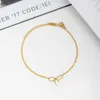 Charm Bracelets Cute Stainless Steel Tiny Bowknot For Women 18 K Plated Gold Color Link Chain Geometric Bijoux Femme