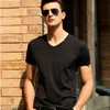 メンズポロスサマーメンTシャツアイスシルクTシャツ男性用シームレスカジュアルVネックショートスリーブシャツティートップ