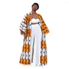 Etnische kleding folkstijl geometrische print open steek vrouwen lange mouw vloer lengte losse vest dashiki Afrikaanse boho oversized geul