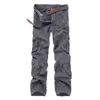 Men's Pants Large Size Seasonal Green Camouflage Loose Multi Pocket Cotton Overalls Casual Mens Trousers