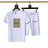 Erkekler Tişört Tasarımcı Şort Erkekler Set Kısa Kollu Şort 2 Parça Mektup Baskı Saf Pamuk Tişörtleri Bağlantı Yaz Plajı Pantolonları Günlük Kısa Beyaz Tshirt