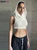 Zbiorniki damskie Camis dziwne puss dzianin z kapturem z kapturem Top Y2K Women Solid Crochet Sleve Bez rękawów Seksowne pępek na pępku Camisole Chudy Hipster Hipster Wild Vest 230510