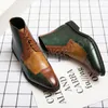 Pointed Toe Gentleman Men Dress Boots Genuine Leather Men Office Ankle Boots Designer Men Business Boots Plus Size 38-48