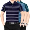 Männer Polos Pirkasan Seide T-shirt Kurzarm Lose Mittleren Alters High-end-Shirt Sommer Papa Revers