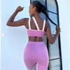 Yoga kıyafetleri yeni gradyan yoga takım elbise sorunsuz egzersiz seti kadınlar spor giyim 3 omuz kayışları spor sütyen popo kaldırma tayt spor salonu fitness AA230509