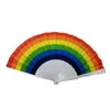 23 cm vikande Spanien Rainbow Pride Festival Style Hand Fan Dance Wedding Party Folding-hand fans