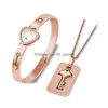 Collane con ciondolo Amanti delle coppie Gioielli Love Heart Lock Bracciale Bracciali in acciaio inossidabile Braccialetti Collana chiave San Valentino D Dhgarden Dh3We