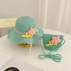 Hüte 2-8 Jahre Sommer Kinder Blume Strohhut Mädchen Umhängetaschen Kappe 2er Set Strand UV-beständiger Sonnenhut für Partyurlaub