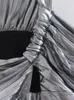 Womens Tanks Camis Keyanketian Summer Metal Texture Asymmetric Sloping Shoulder Y2K Crop Top Ladies Corset Sling 230509