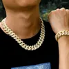 Braccialetti di collegamento 18mm Bracciale Hip Hop Gioielli 14K / Oro bianco placcato Micro Pave CZ Stone Iced Out Collana cubana da uomo Catena all'ingrosso