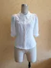 Blusas de mujer Camisa gótica de gasa con botones Blusa blanca negra Lolita con cuello puntiagudo 230510