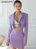 Tweede stukjurk Lange mouw loopbaan Office Blazer Set Crop Top Mini Rok Suits 2 stuks Matching Sets Women 2022 Autumn Fashion Short Outfits T230510