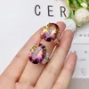 Fin Rainbow Topaz Promise Ring 925 Sterling Silver Engagement Wedding Band Rings for Women Bridal Gemstones Finger Jewelry Gift