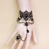 Bracelets de charme góticos pulseiras de pulseira gótica de jóias com punho de punho anel luvas sem dedos para mulheres trajes de Halloween