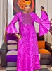 Vêtements ethniques Rose Rouge Bazin Riche Robes Longues Avec Brodé Top Qualité Dashiki Robe Pour Africain Nigeria Femmes Robes De Soirée 230510