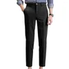 Men's Suits Men Suit Pants Long Wash-and-wear Close-fitting Ankle Length Zipper Business