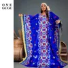 Ethnic Clothing African Dashiki Outfits Ryal Blue Bazin Riche Long Dress With Stones Embroidery Laces Nigerian Wedding Party Basin Dresses 230510