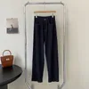 Damen-Jeans, Damen-Jeans mit hoher Taille, dunkelblau, helle Linie, gerade Jeans, dünne Jeans mit weitem Bein, 230510