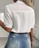 Women's Blouses Ladies Top White Shirt For Women's Est V-neck Standing Collar Embroidered Lace Design Women Clothes