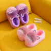 Slipper Kids Slippers Winter Children Cotton Shoes Winter Warm Pink Furry Rabbit Ears Pattern Non-slip Baby Girl Slippers Kids Shoe 230510