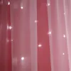 Cortina de camada dupla estrelas cortinas de blecaute rosa Tull para crianças Sala de garotas para meninas vivas Treatamentos da janela do quarto 230510