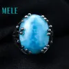 Pierścień Solitaire Larimar Alami 925 Cincin Perak Untuk Wanita biru batu peria pria besar perhiasan halus terbuka desain owval 15x20mm 230510
