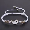 Bracelets porte-bonheur 1 pièces Couples pour 2 correspondant Yin Yang réglable cordon tressé Bracelet amitié relation saint valentin cadeaux