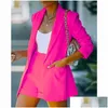 Damespakken blazers dames dames pakken sets lente lange mouw solide vest blazer shorts 2 -delige set tracksuit outfits drop de dh5xt