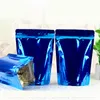 Gift Wrap 100PCS/Lot 14 20 4cm Blue Zipper Aluminum Foil Resealable Valve Package Pouches Grocery Coffee Powder Nuts Pack Bags