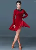 Etapa desgaste sexy baile latino vestido rojo mujeres salsa tango cha samba rumba competencia 3 colores falda vestidos damas salón de baile