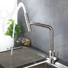 Kitchen Faucets Fashion Design Brushed Stainless Steel 360 Rotate Cold And Mixer Water Tap Single Hole