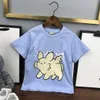 23SS Çocuk Tshirt Toddler Tee Çocuk Tasarımcı T Shirt Erkek Kız Kızlar Yuvarlak Boyun Saf Pamuklu Hayvan Mektup Logo Baskı Tişört Yüksek Kaliteli Çocuk Giysileri