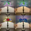 Tischlampen BOCHSBC Tiffany-Buntglaslampe, violett, pastoral, Wohnzimmer, Arbeitszimmer, Schlafzimmer, Augenschutz, dekorativ