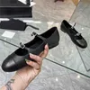 Fashion Dress Shoes 2023 Channel Women Leather High Heel Metal Buckle Letter Logo Wedding Party Business Casual Flat Shoes 08-05
