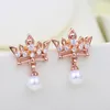 Boucles d'oreilles à tige 925 Bijoux en argent Spike Crown Pearl Vintage Real Genuine Charm Elegant Gemstone Female