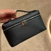 Loro * piana çantası lp19 öğle yemeği kutusu sargısı baş katmanı cowhide el çantası kadınlar basit moda bir omuz crossbody makyaj çantası uj4r