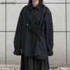 Camicette da donna Camicie Solido Nero Donna Irregolare Stile coreano Design Manica lunga Streetwear Unisex Monopetto Moda Allmatch Chic Top 230509