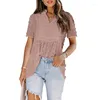 Women's Blouses Women Summer Short Sleeve Chiffon Blouse Sexy V-Neck For SWISS Dot Crochet Lace Splicing Flowy Shirt Loose Pleated Tunic