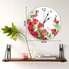 Wandklokken Rose Butterfly Red Flower PVC Digitale klok Modern Design Woonkamer Decor Large Watch Mute Hangen