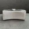 2024 Klassieke Zandloper Ingelegde Strass Diamanten Tassen Dames Glinsterende Tote Clutch Crossbody Schouderband Luxe Echt Leer Designer Zilveren Handtas Reizen b