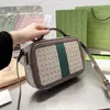 Kamera çanta omuz çantaları kadın çanta çanta tuval tuval gerçek deri patchwork kırmızı yeşil şerit crossbody çantaları fermuarlı debriyaj gövdesi b2939