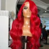 180デンシーブラジルの赤13x4レースフロントウィッグカラーレースフロントシミュレーション女性のための人間の髪